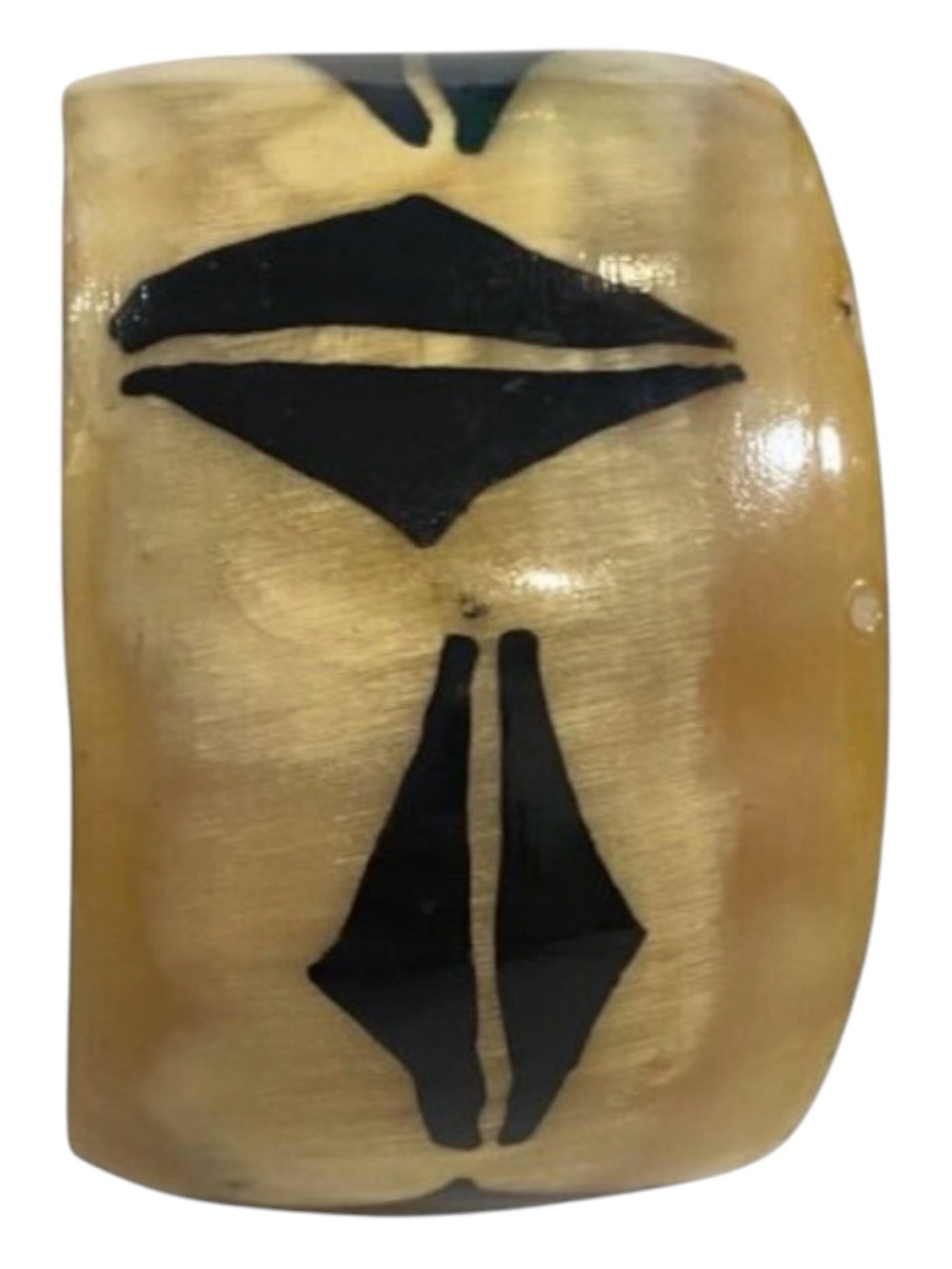 Vintage Handcrafted Yellow & Black Horn Cuff Bracelet With Unique Geometric Desi